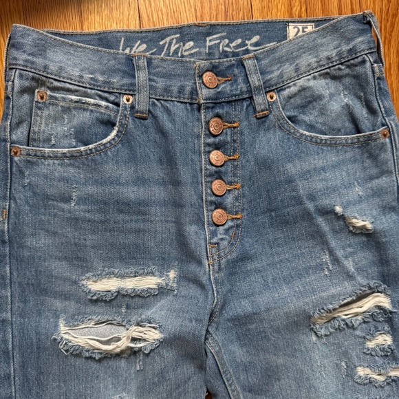 we the free free people distressed blue denim jeans size 25 regular high rise - Picture 1 of 7